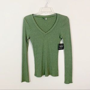 Michael Stars • Green Ribbed Tee Size OSFM